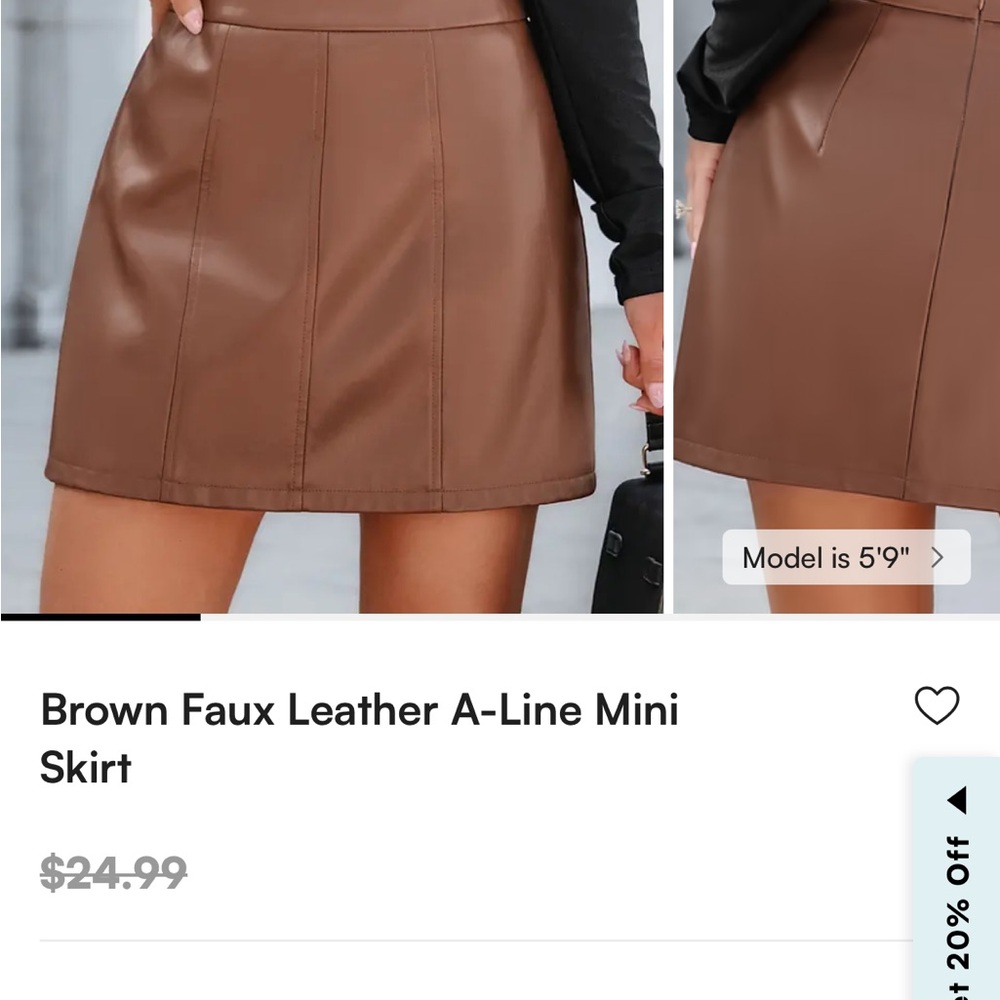 Cupshe Brown Faux Leather Mini Skirt